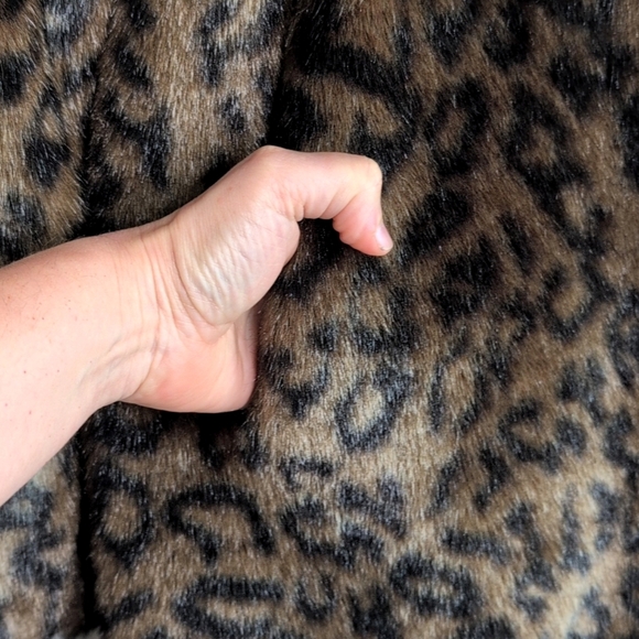 Velvet for Garnet Hill Leopard Print Mob Wife Faux Fur Fully Lined Coat S - Picture 6 of 13